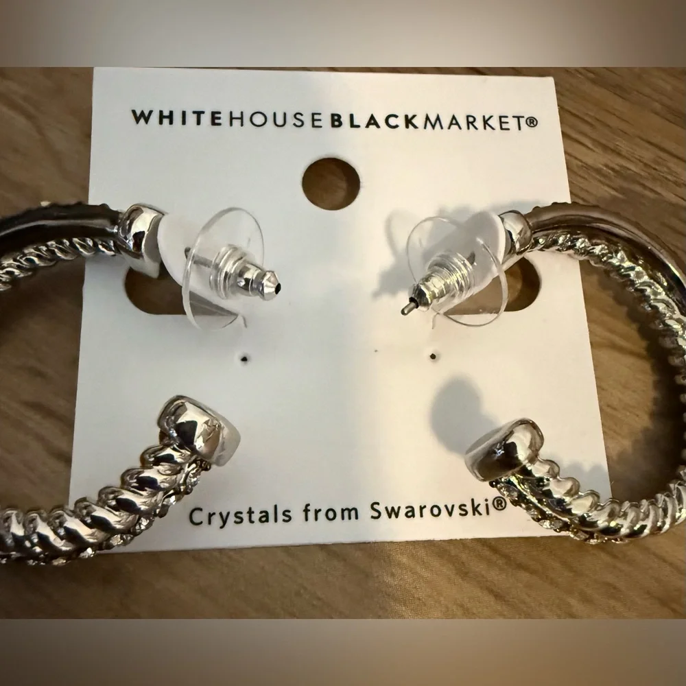 White House Black Market Swarovski Crystal Hoop Earrings — New w/ Tags - Picture 9 of 9
